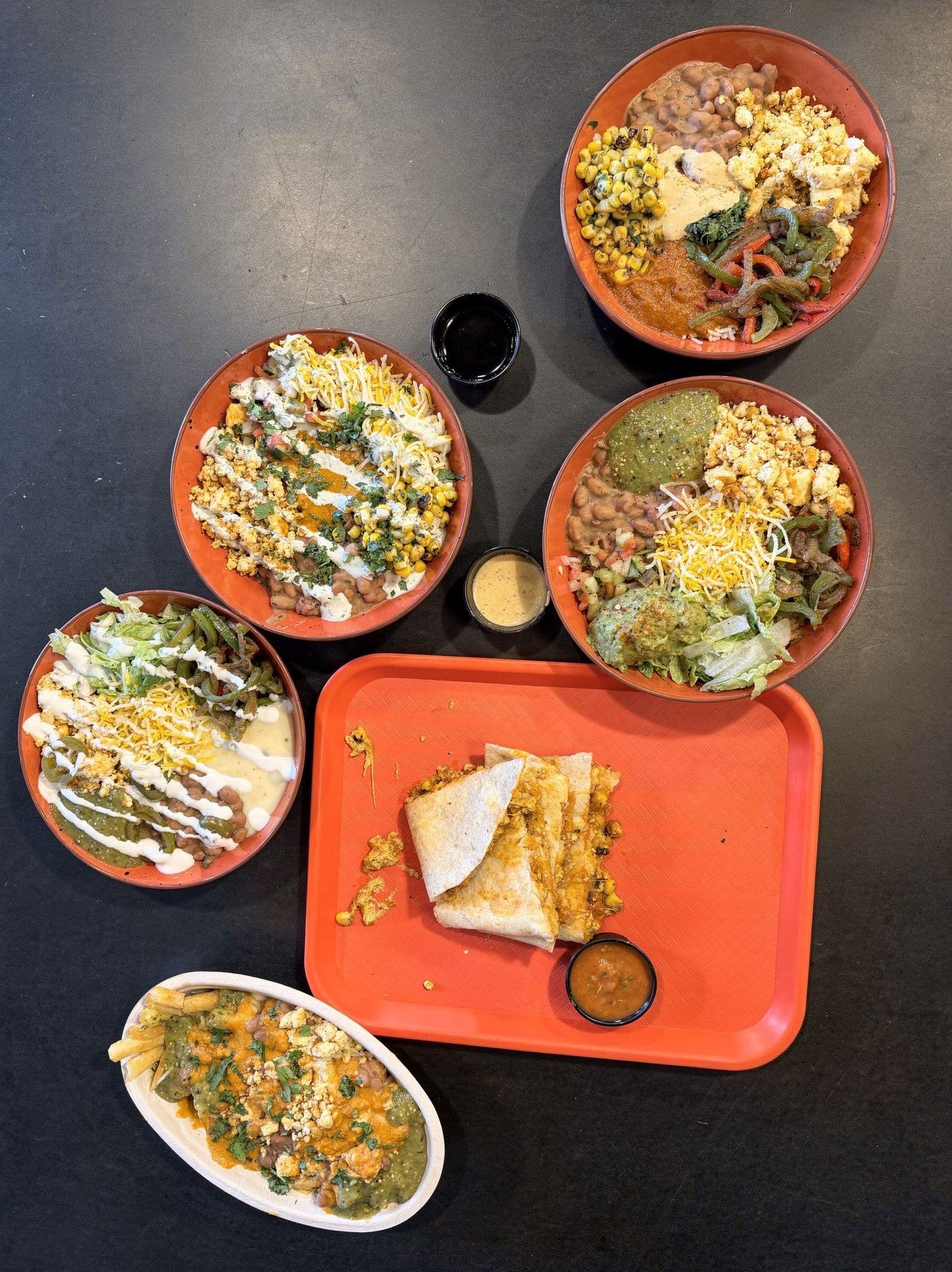 Variety of Curry & Queso dishes